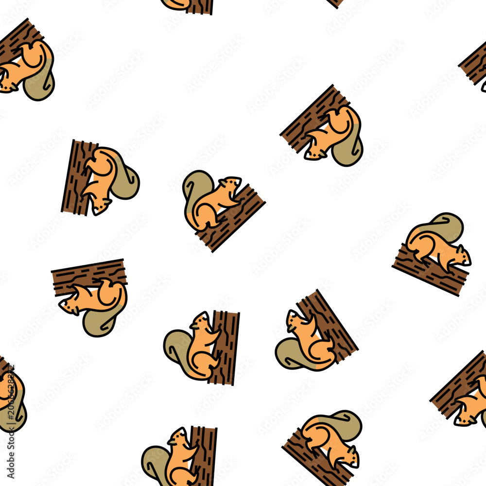 Fototapeta premium squirrel wild animal vector seamless pattern squirrel wild animal sign illustration