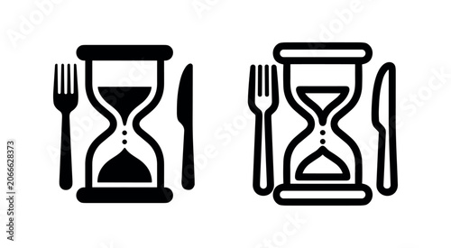 Tableau sur toile Hourglass with fork and knife icon, representing mealtime or food break