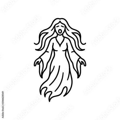 Cuadro en lienzo Scared woman with long hair screaming.