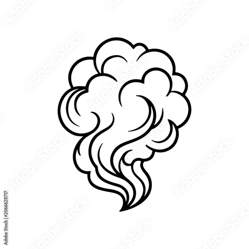 Smoke Cloud Illustration Black Outline.