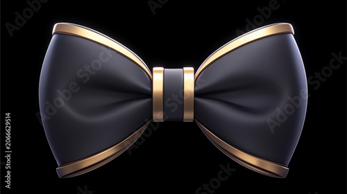 3d black bow tie isolated on black background