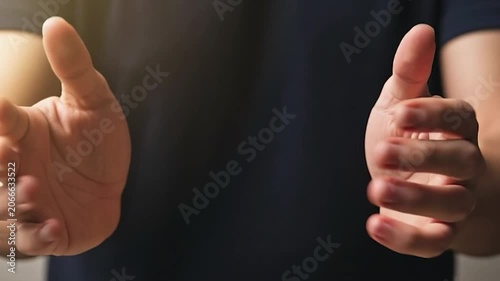 Hands gesturing, opening, and closing, demonstrating concepts, and showing emotions in a studio setting.