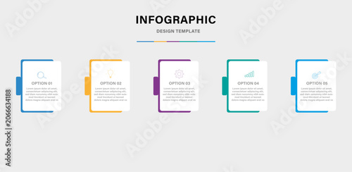 Modern 5 Step Business Infographic Template with Icons Process Workflow Vector Design