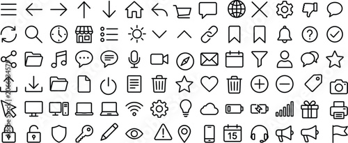 Fotografija Large collection of essential UI UX line icons for web, mobile apps, and digital