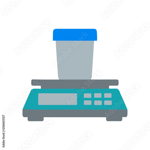 Digital kitchen scale with container.