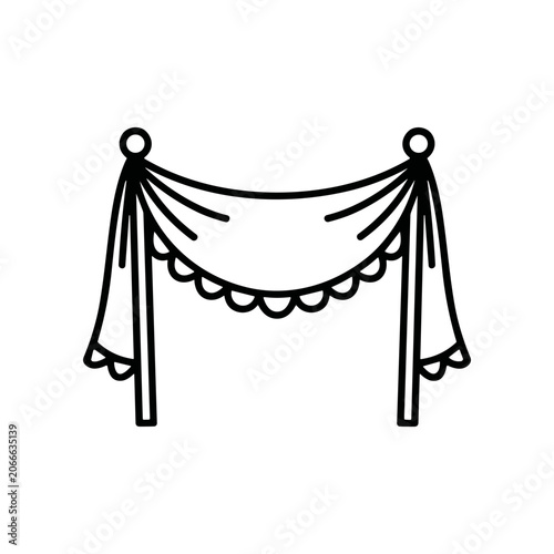 Draped Fabric Decoration with Tassels Hanging.