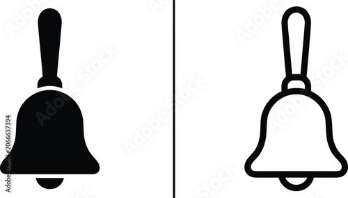 Schilderij op canvas Two simple graphic icons representing a bellshaped ringing object with a handle