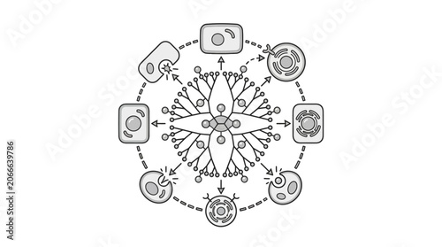 Slika na platnu Dendrimer nanostructure cellular interaction circular diagram.