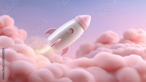 Creative rocket-shaped baby bottle soaring through space for imaginative infant feeding and parenting concept