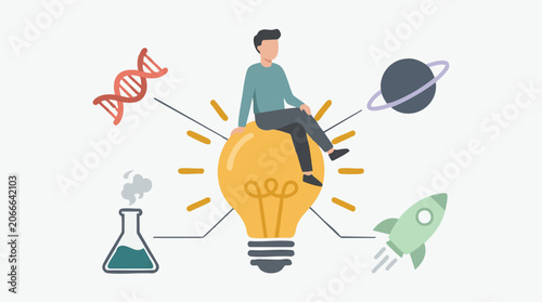 Foto Creative thinking and scientific innovation with a person on a lightbulb
