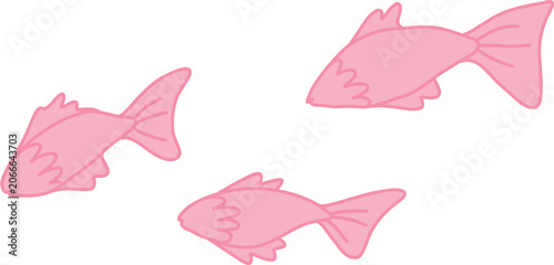 Three Pink Fish Illustration 