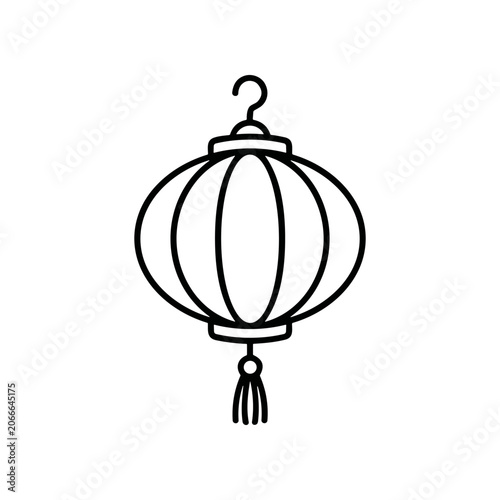 Black line art chinese lantern icon 1.
