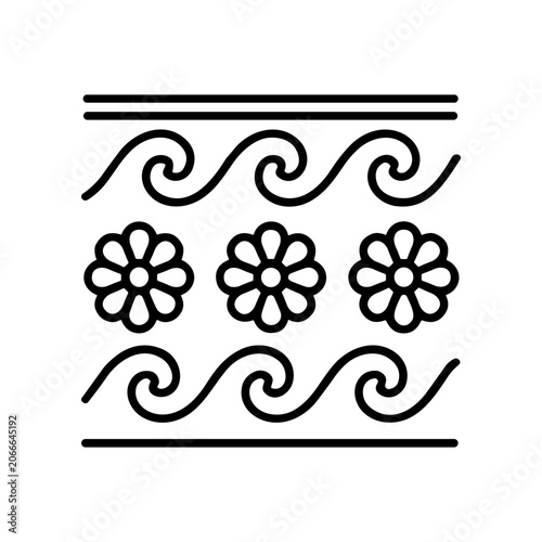 Black line art floral wave design.