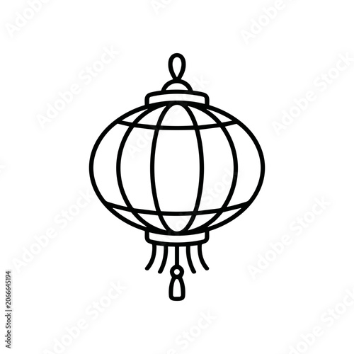 Black line art Chinese lantern icon.