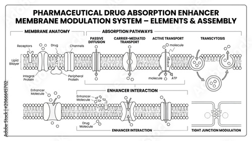 Photos Membrane modulation system drug absorption enhancer diagram.