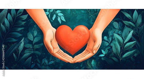 Heart donation and healthcare support illustration on blue image