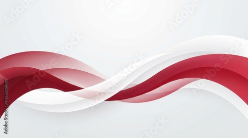 Abstract red and white wave background banner with copy space