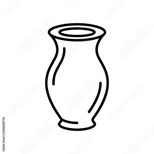Simple Black Line Drawing Vase.
