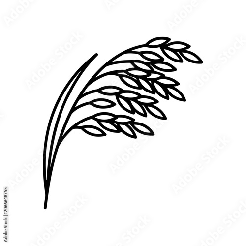 Black line drawing of wheat stem.
