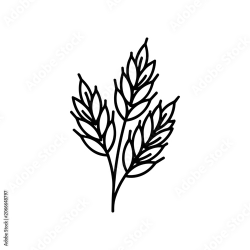 Simple black line art leaf branch.