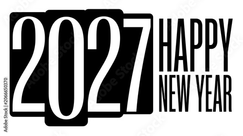 Happy New Year 2027 Typography Text Design on Isolated Background