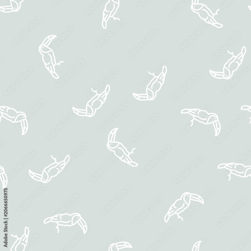 Obraz premium toucan exotic bird vector line seamless pattern toucan exotic bird sign illustration
