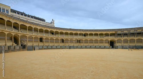 Interior view of the historic Plaza de Toros in Andalusia, Spain