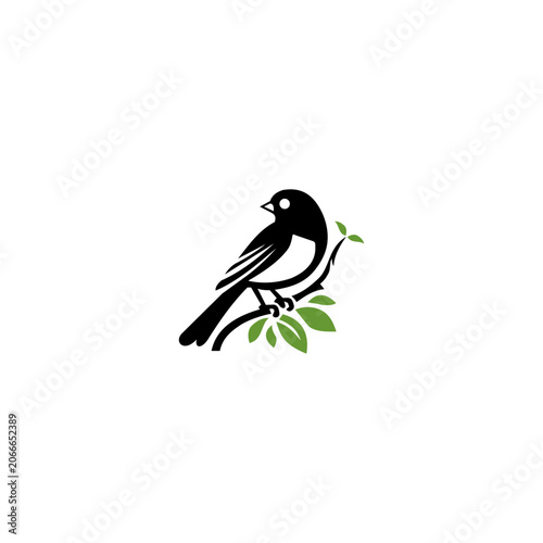 Simple Bird Combine with Leaf Natural vector logo design