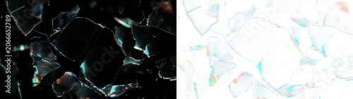Tableau sur toile Transparent PNG shattered glass fragments with blue iridescent effect isolated o