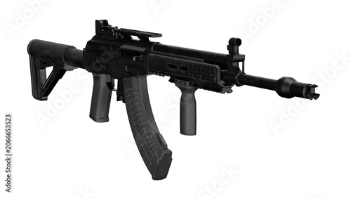Принти на полотні Model of a modern assault rifle displayed on a white background