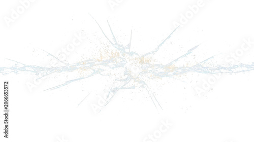 Cuadro en lienzo Realistic broken glass crack transparent png with gold and white shattered patte