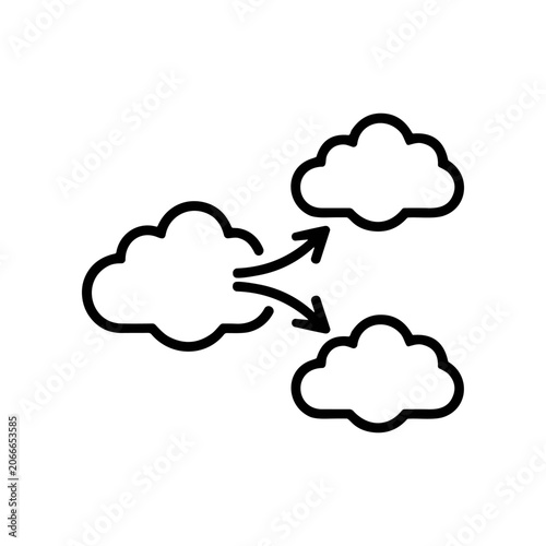 Clouds with arrows transferring data.