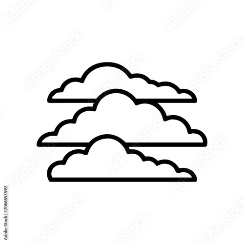 Clouds Stacked Line Art Illustration.