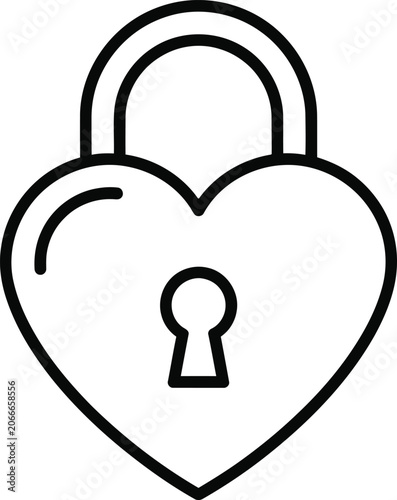 Heart Shaped Lock with Keyhole Isolated on White Background