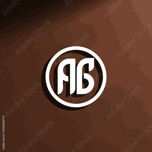 Monogram AB Logo Design White Circle.