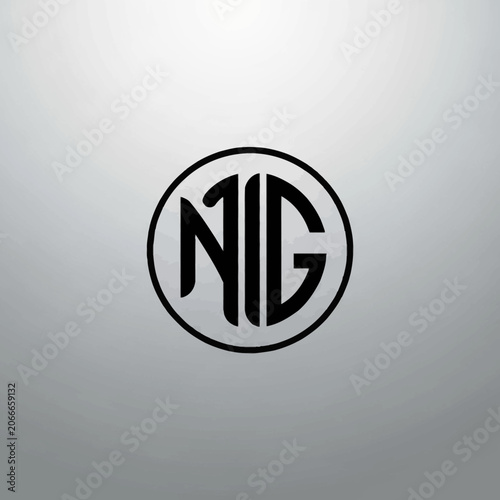 Monogram logo design with letters N, I, G inside a circle.