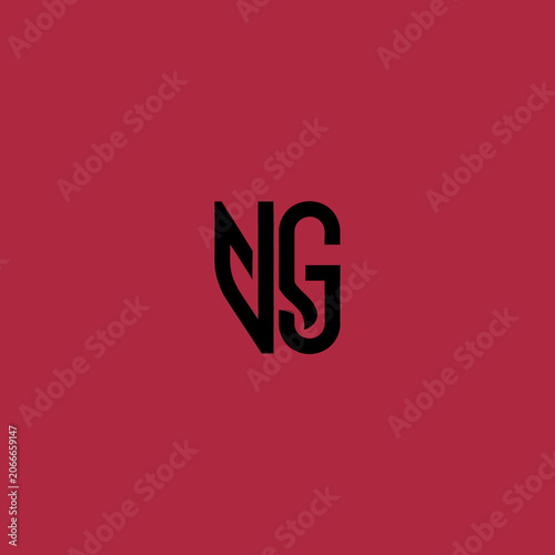 Monogram NG Logo Design Minimalist Black.