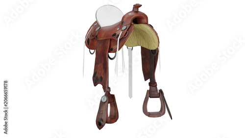3d rendering western horse saddle