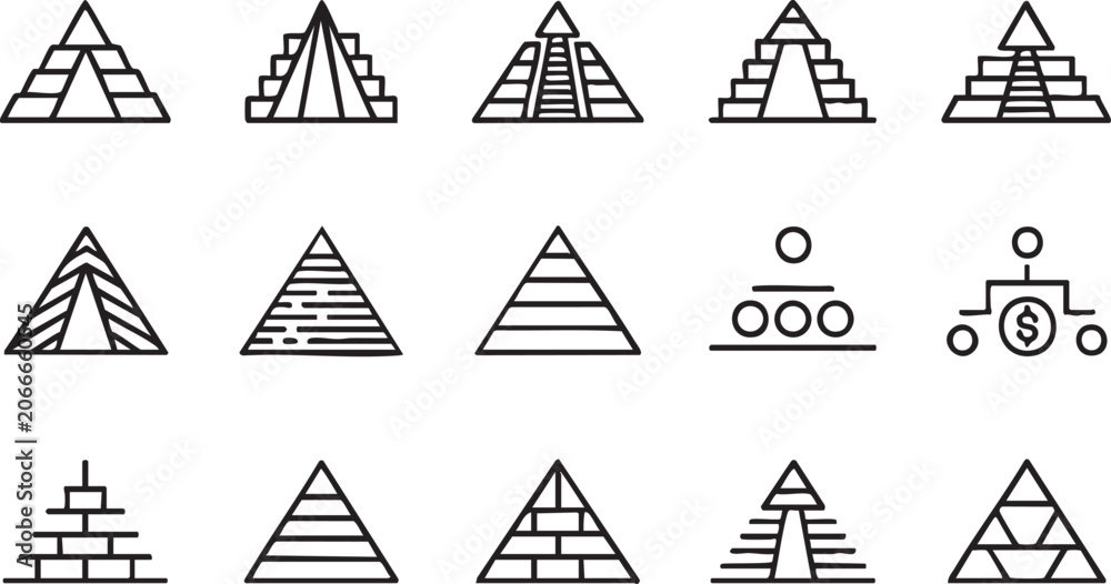 Fototapeta premium Minimal Hierarchy Icons for Corporate Strategy Charts Leadership Models and Planning Templates