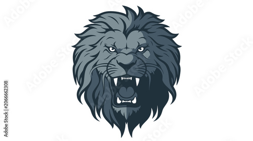 Roaring Lion Head Silhouette Vector Illustration Fierce Wildlife Animal Art