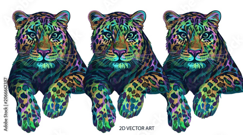 Multicolored Tiger Triplet Illustration