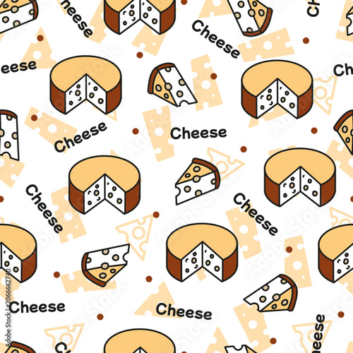 Playful Cheese and Polka Dots Cute Dairy Pattern. Ideal for food-themed prints, culinary designs, and dairy product packaging.