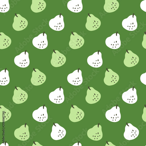Fun Fruit Fresh Ripe Pear Fruit Seamless Vector. Perfect for fruit-themed designs, kid products, kitchen decor, fabric prints, food packaging, and eco-friendly branding.