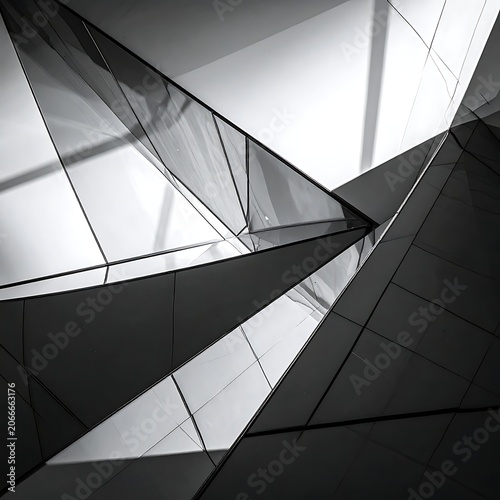 Geometric patterns on modern building facade.