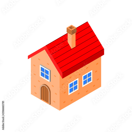 Isometric House Vector Icon Illustration.
