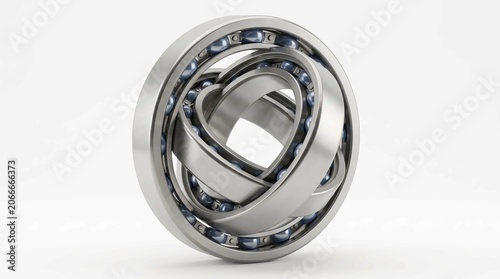 Close-up of a Spherical Roller Bearing with Steel Balls on White Background