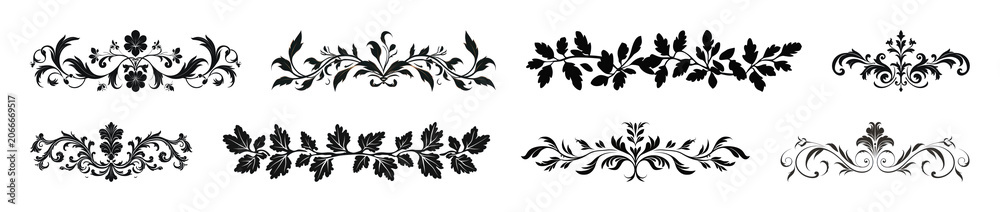Fototapeta premium PNG Elegant vintage floral ornament designs, transparent background