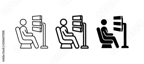 Therapy icons, person sitting in chair with heat lamps, medical treatment, wellness concept