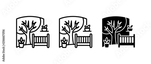 Nursery Room Icons, Baby Crib and Tree Illustration, Simple Line Art and Silhouette Designs