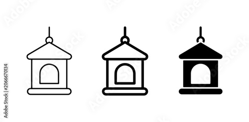 Bird Feeder Icons, Simple Line Art & Solid Black Vector Graphics for Nature and Garden Design